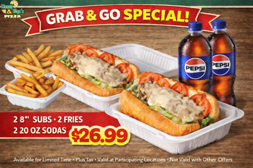2 8inch Subs, 2Fries, 2 20oz Sodas 26.99