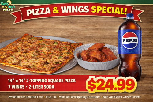 2 topping Square Pizza Combo